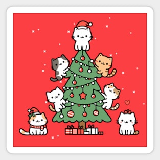 Kawaii Cat Christmas Tree Magnet